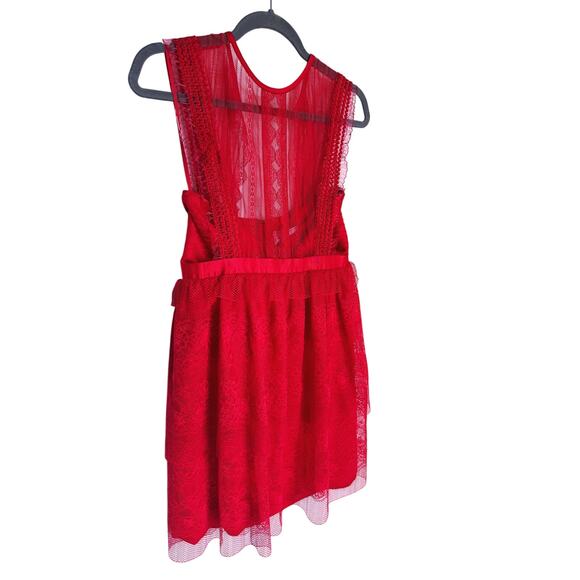 Three Floor Red Tiered Fearless Mini Dress Small Size 6 Coquette Feminine Party - Picture 5 of 9